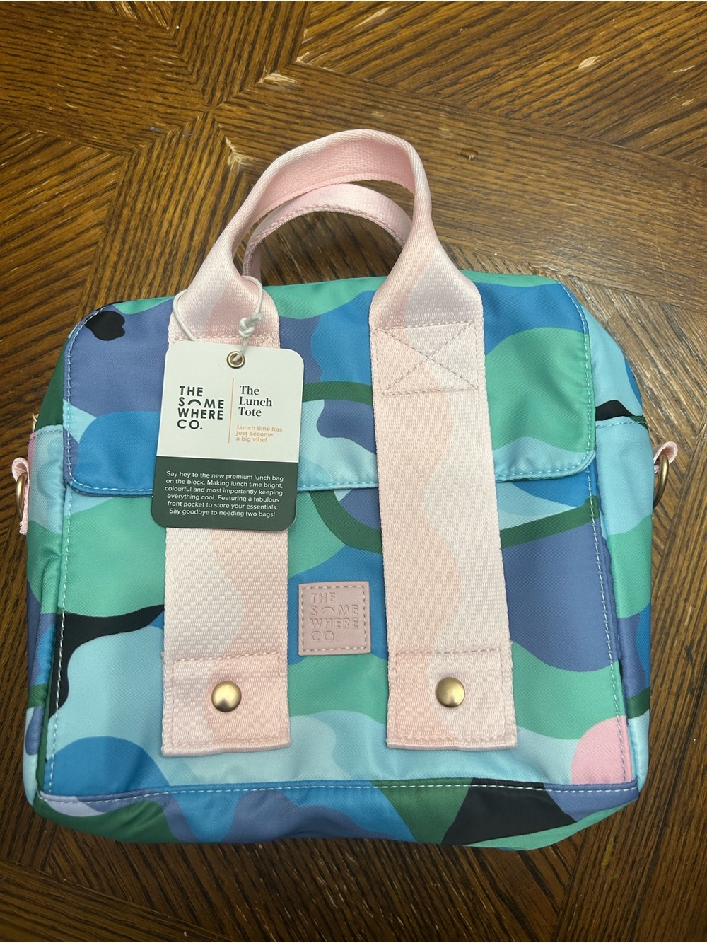The SomeWhere Co. Pink & Mint premium Lunch Tote Bag
